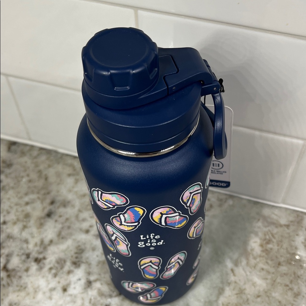 Life Is Good Dark Blue Bottle with Flip Flop Pattern - Picture 4 of 4